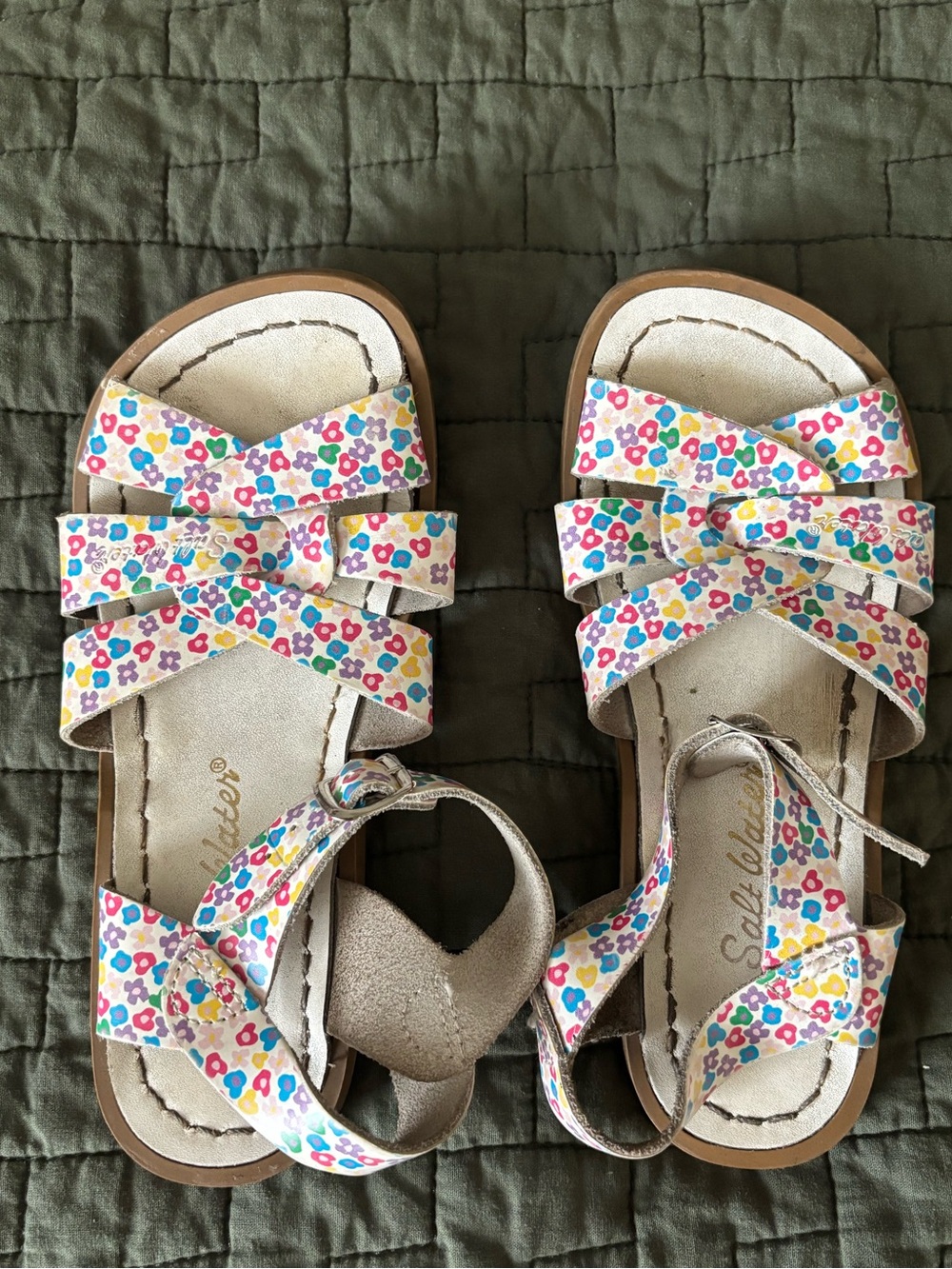 Salt Water Floral White Multi Strappy Kids Sandals